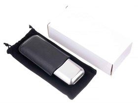 Чехол Lubinski на 2 сигары, металл-кожа black FK1372-1 - фото 20959