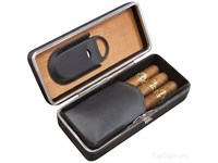 Футляр для 3 сигар Aficionado Cigar Leather Case LCFC BLK